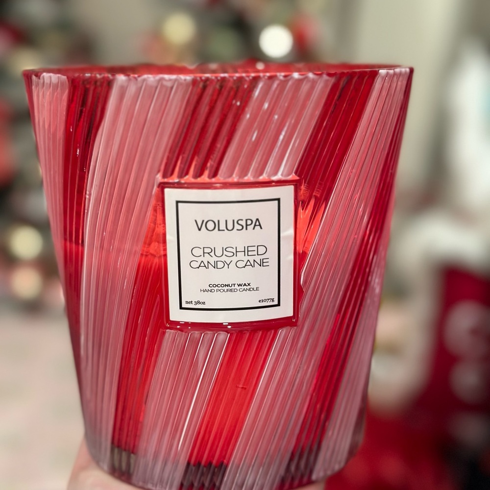 LARGE‎ 3-WICK VOLUSPA candy cane candle